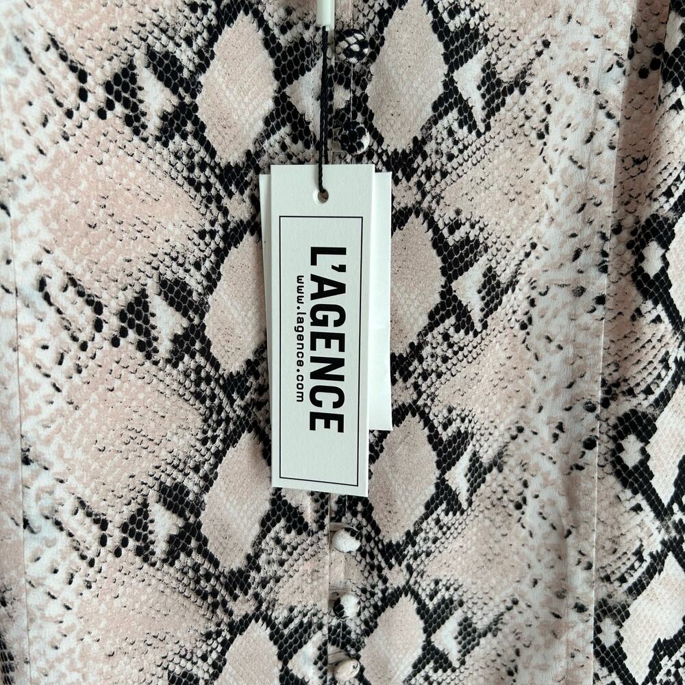 NWT L'agence Pink Python Print Silk Button Romee … - image 7